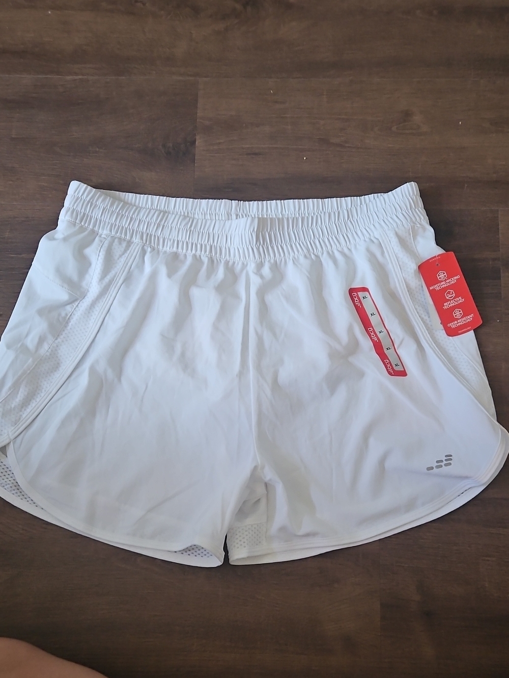 bcg White Athletic Shorts with Red Accent